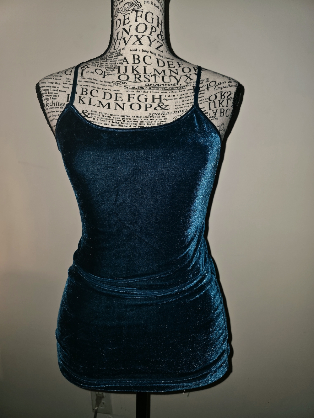 Wet Seal Teal Velvet Spaghetti-Strap Camisole